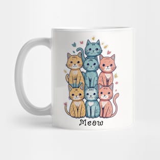 cats and kitten with meow Mug